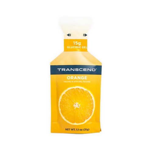 Transcend Foods Orange Gel (1.1 oz, Pack of 10) Fast-Acting Carb Gel Orange Flavor – Caffeine Free, Gluten Free