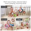 TUMAMA Car Seat Toys 3 6 9 12 Months, Plush Animal Rattle Mirror Soft Crinkle Book Baby Enlightenment Toy Set, Newborn Crib Stroller Play Gym Hanging Toys