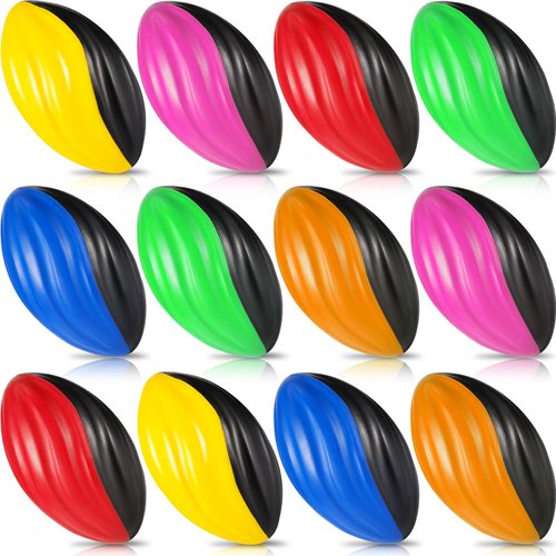 Jerify 12 Pcs Mini Footballs for Kids Spiral Foam Football Bulk 5 Inch Soft Small Waterproof Foam Football Sports Birthday Toddler Football for Indoor and Outdoor Game(Assorted Color)