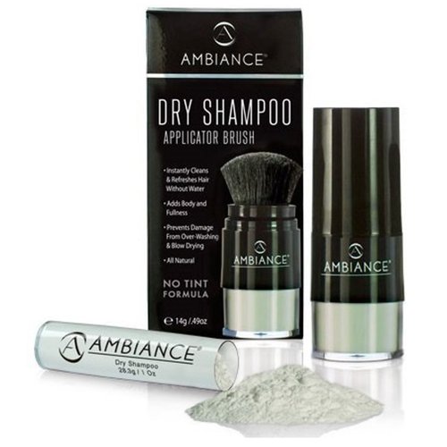 Ambiance Natural Dry Shampoo Powder, Brush & Refill - No Tint - Non Aerosol Travel Size Shampoo - Non Toxic, Benzene Free - Volumizing, Refreshes Oily Hair & Covers Roots Between Colorings