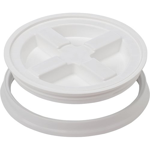 Gamma2 Seal Lid - Pet Food Storage Container Lids - Fits 3.5, 5, 6, & 7 Gallon Buckets, White, 4122E, Made in USA, Fits a 3.5 to 7 Gallon Bucket
