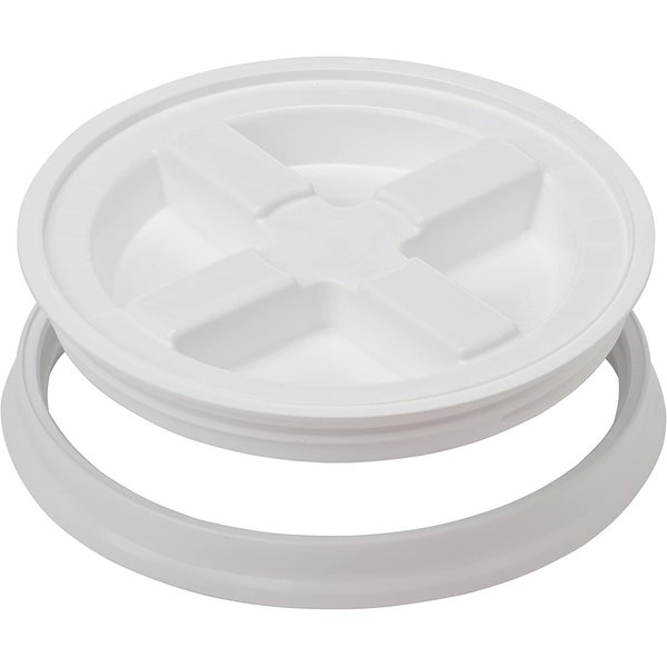 Gamma2 Seal Lid - Pet Food Storage Container Lids - Fits 3.5, 5, 6, & 7 Gallon Buckets, White, 4122E, Made in USA, Fits a 3.5 to 7 Gallon Bucket