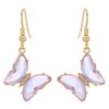 CZ Butterfly Glass Drop Dangle Earrings for Women Teen Girls 925 Sterling Silver Post Pin Cubic Zirconia Gold Plated Hypoallergenic Nickel Free Cute Charms Dangling Stud Earring Dainty Dainty