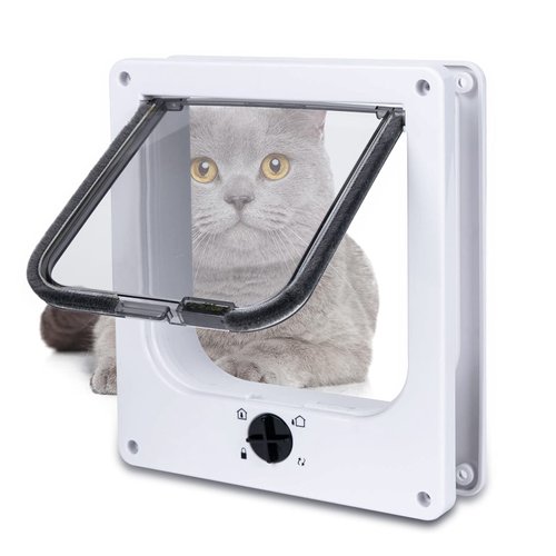 Upgraded Version - EGETOTA Cat Doors Flap (for Cat up to 15.7lb), Magnetic Pet Door with 4 Way Locking for Interior Exterior Doors, Weatherproof Gate, Easy Installation
