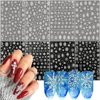 8PCS Snowflake Nail Art Stickers White Glitter Snow Nail Design 3D Self Adhesive Nail Decals Snowflakes Sticker for Nails Art Accessories Shiny Decal Manicure Winter New Year Christmas Nail Decoration