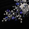 Teyglen Blue Crystal Bride Wedding Hair Comb Handmade Pearl Rhinestone Hair Pieces Hair Accessories for Bride Bridal Side Hair Comb Headpieces for Women Girls