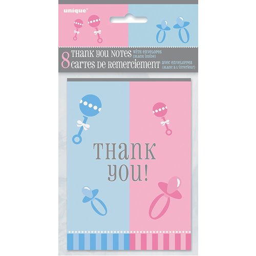 Gender Reveal Thank You Note Cards, 8ct