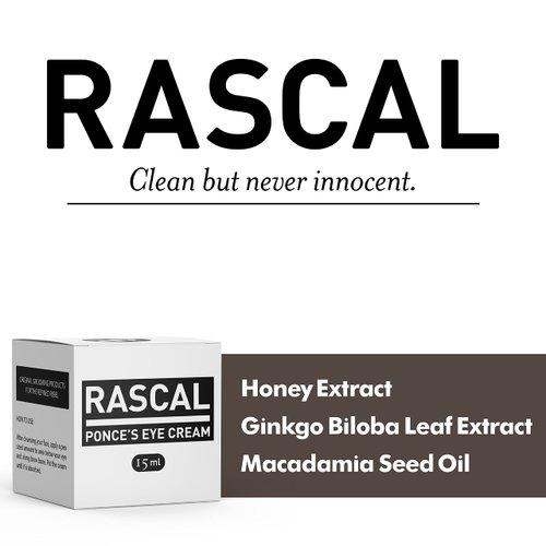 Rascal Ponce's Eye Cream | Under Eye Cream Dark Circle Remover for Men - Made with ginkgo Biloba Leaf Extract Macadamia Seed Oil (Container 0.5 Oz)