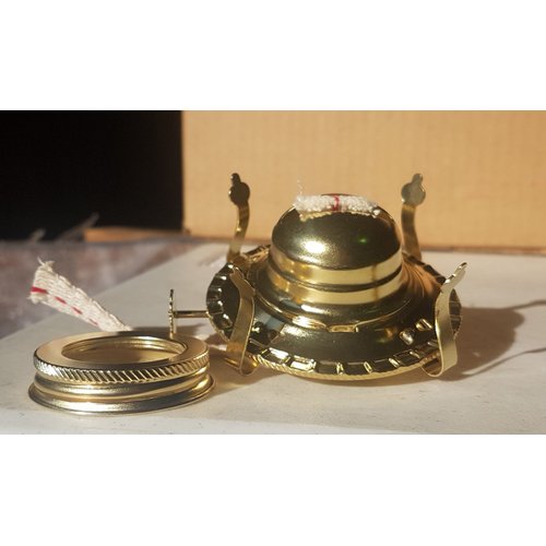 B&P Lamp Replacement Oil and Kerosene Lamp #2 Size Brass Plated Burner with Reduction Collar and Cotton Lamp Wick | Fits Vintage Oil Lamps | Holds a 3 Inch Base Chimney