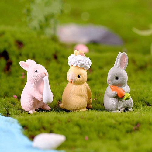 MAOMIA 12 Pcs Rabbit Figures for Kids, Bunnies Toy Set Cake Toppers, Miniature Rabbit Fairy Garden Figurines Collection Playset for Christmas Birthday Gift Desk Decoration