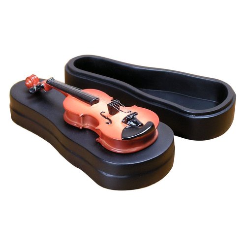 BANBERRY DESIGNS Violin Gift - Jewelry Box - Violin is Attached to the Top of the Box Gift for a Violinist or Musician Gift - 4-1/2" x 2" x 1-3/4"