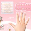 Kawyehu Kids Press on Nails Children Fake Nails Artificial Nail Tips Adhesive Full Cover Short False Fingernails for Girls Kids Nail Decoration (Flower French)