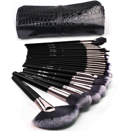Real Perfection Makeup Brushes 24pcs Makeup Brush Set Premium Synthetic Powder Foundation Contour Blush Concealer Eye Shadow Blending Liner Make Up Brush Kit with Case