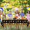 132 Pcs Construction 5th Birthday Party Supplies Dump Truck Theme Five Tableware Includes Hanging Swirl, Banner, Plates, Cups, Tablecloth for Boys Construction Five Years Old Bday Party Decorations