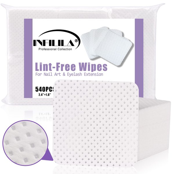 NXJ INFILILA Lint Free Nail Wipes, Nail Stuff for Nail Polish Remover 540Pcs Super Absorbent Dry Nail Polish Remover Pads Wipes Lint Free Wipes Cleaning Wipes Nail Salon Supplies