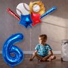 Baseball Balloons 6th Birthday Decorations for Boys, Baseball Party Decoration Baseball Sports Theme Party Supplies, 40 inch Foil Number Balloons Number 6 Balloon Blue Red White Sports Balloon Kits
