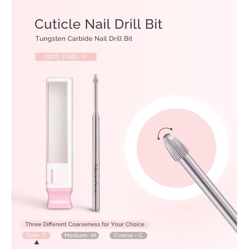 MelodySusie Cuticle Clean Nail Drill Bit 3/32'', Professional Safety Carbide Under Nail Cleaner Nail Bit for Cuticle Dead Skin Nail Prepare, Two Way Rotate, Manicure Nail Salon Supply(Silver, Fine)