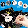 JUNQIU Scratch Art for Kids, Unicorns Black Rainbow Scratch Art Paper Set-Arts and Crafts & Supplies, DIY Activity & Party Games, Gifts for Toddlers, Girls & Boys Ages 3, 4, 5, 6, 7, 8
