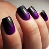 LBPEPAMZ Gradient Purple Press on Nails Short Square False Nails Black French Tips Glue on Nails Glossy Full Cover Acrylic Fake Nails Acrylic Nail Kit for Women Girls Daily Wear 24Pcs