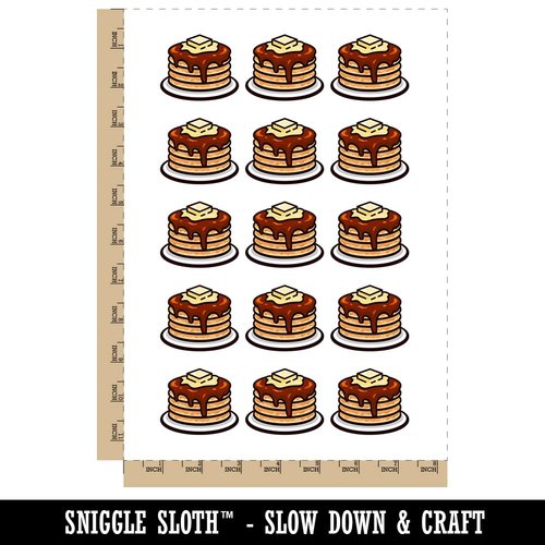 Pancakes Stack Syrup Butter Temporary Tattoo Water Resistant Fake Body Art Set Collection - 15 2" Tattoos (1 Sheet)