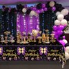 QUERICKY 4 Pack Black and Purple Happy Birthday Tablecloths, 51x87'' Plastic Disposable Rectangle Purple Gold Birthday Party Table Covers for Women Girls Birthday Party Decorations Supplies