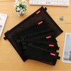Pendancy Mesh Zipper Pouch 5pcs Lightweight Nylon File Folders Document Organizer Cosmetic Bags Accessories Storage for Travel and Office Supplies (Black, A4 A5 A6)