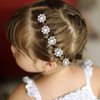 YISSION 20Pcs Mini Rhinestone Flower Hair Accessories - White Pearl Clips, Cute Silver Pins, Small Decorative Barrettes for Wedding, Bridal, Women & Girls