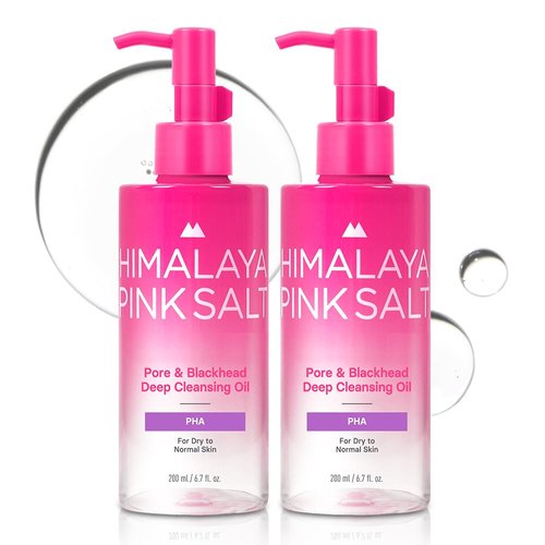 HIMALAYA PINKSALT Pore & Blackhead Deep Cleansing Oil PHA, 6.7 fl oz 2 Pack - Christmas Gifts, Stocking Stuffers, Hydrating Gentle Oil Cleanser for Dry, Sensitive Skin, Low pH Makeup Blackhead Remover