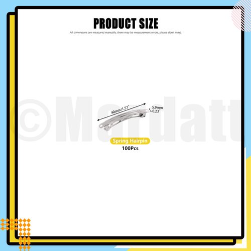 Mardatt 100 Pcs French Barrette Hair Clips Assortment Set 1.57 Inch Silver Metal Blank Alligator Hairpin Rectangle Craft Bow Clips for DIY Hairdressing Accessories (4 cm)