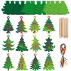 JarThenaAMCS 60Pcs Christmas Tree Scratch Art Set 12 Designs Green Xmas Tree Scratch Paper with Ribbon Wooden Stylus Stick for Winter DIY Craft Party Kids Classroom Favor Supplies