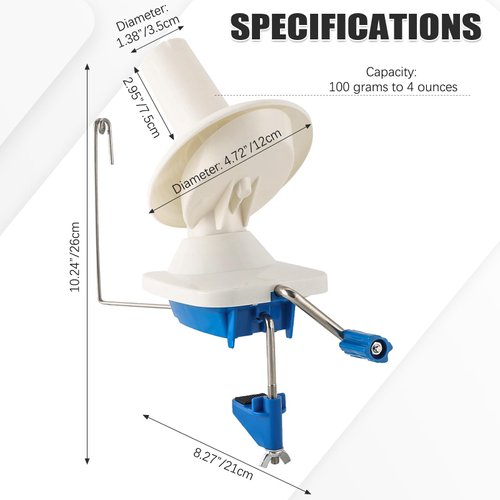 FLKQC Yarn Ball Winder, Hand-Operated Yarn Ball Winder Swift Yarn Winder, Yarn Cake Winder, Needlecraft Yarn Ball Winder Hand-Operated (Blue)