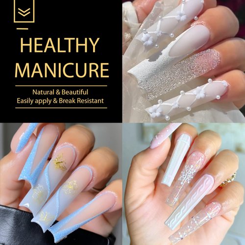 UNA GELLA Extra Long Tapered Sqaure Nail Tips, Pre-buffed 240Pcs Square Gel Tips No C Curve XXL Long Square Gel Nail Tips Full Cover Straight Nail Tips for Nails Extension Home DIY Salon 12 Sizes