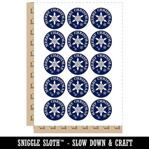 Merry Christmas Holiday Snowflake Temporary Tattoo Water Resistant Fake Body Art Set Collection - 15 2" Tattoos (1 Sheet)