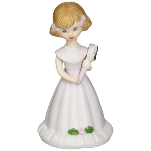 ENESCO Growing Up Girls “Brunette Age 5” Porcelain Figurine, 4”, Pink