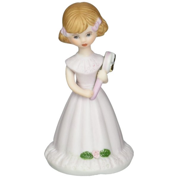 ENESCO Growing Up Girls “Brunette Age 5” Porcelain Figurine, 4”, Pink