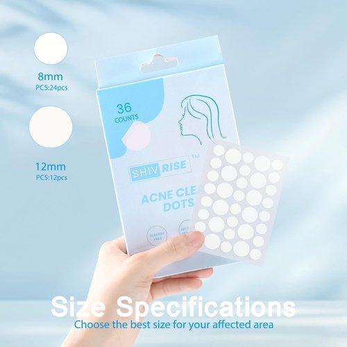 SHIVRISE Pimple Patch - Hydrocolloid Acne Patch for Face | Overnight Spot Treatment | Covering Blemishes | Cruelty-Free | All Skin Types | 2 Sizes (36)