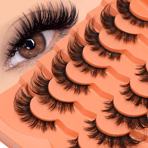 BLUPLE Cat Eye Lashes Natural Volume Lashes Eye Fluffy False Eyelashes Wispy Mink Lashes that Look Like Extensions Fox Eye Lashes 7 Pairs