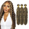 P1b/27 Human Hair Bundles Ombre Deep Wave Bundles Human Hair 20 22 24 Inch P1b/27 Color Black and Honey Blonde Bundles Brazilian Vrigin Remy Hair 3 Bundles Double Weft Hair Extensions 100g/Pc