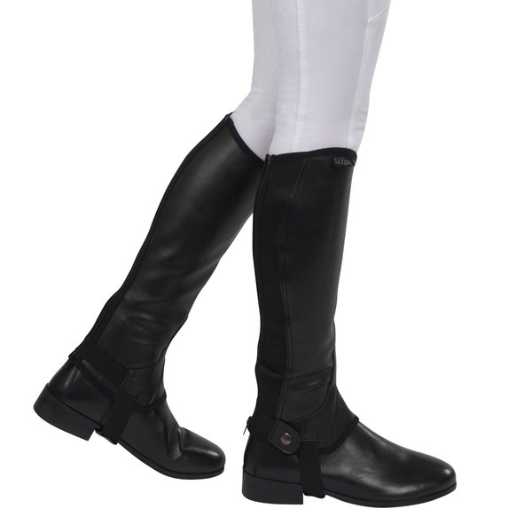 Saxon Equileather Half Chaps, Black, Adults Small