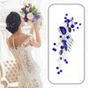 Micro Traders Blue Crystal Pearl Hair Comb Sapphire Pearl Hair Brush Flower Rhinestones Hair Combs Wedding Hair Accessories for Women Girls Lady
