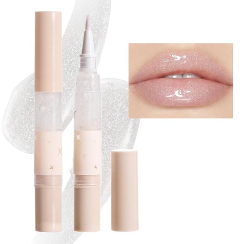 evpct 1Pcs Pearl White Pearlescent Shine Shimmer Glitter Lipstick Lip Gloss, Metallic Sparkly Sparkle Glossy Lip Gloss Tint Stain Liquid Lipsticks Makeup Set for Women Long Lasting Waterproof 5