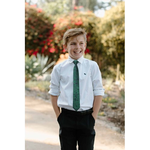 Enlision Green Paisley Tie Boys Necktie Pocket Square Set Forest Hunter Children Tie for Boy Classic Formal Navy Neck Strap Tie for Kids Party School