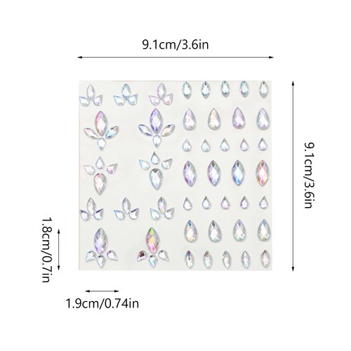 4 Sheets Face Gems Stickers, Self-Adhesive Face Jewels for Women, Diamonds Rhinestones Face Stickers Eyes Nail Star Rhinestones Temporary Decoration Tattoos Stickers for Women and Girls