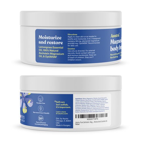 ASUTRA Magnesium Body Butter Bundle, 2 Products - Magensium Body Butter Lotion and Magnesium Body Butter with Lavender, Shea Butter & Almond Oil Moisturizer, Premium-Quality Magnesium Oil