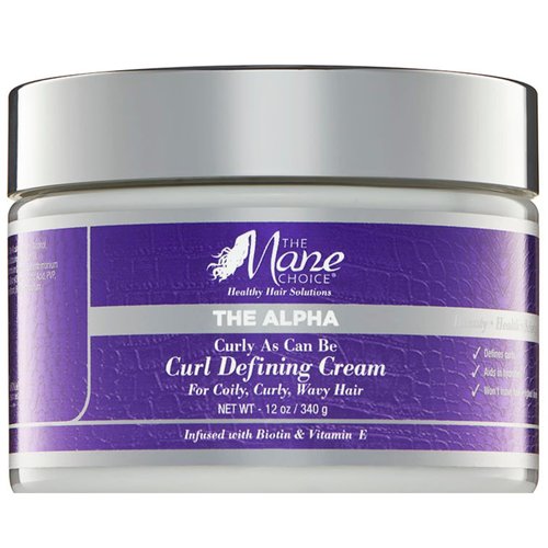 The Mane Choice The Alpha Curly As Can Be Curl Defining Cream,12 Oz, Defines, Hydrates & Smooths Frizz, Curl Cream For Coily, Wavy & Curly Hair, Enriched with Biotin & Vitamin E, Paraben-Free