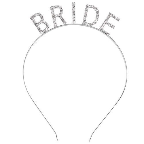 KICOSY Bride Headband for Wedding, Bridal Shower, Bachelorette Party, Bridal Tiara, Rhinestone & Silver, Women's Headpiece Hair Accessories, One Size, 1 Count