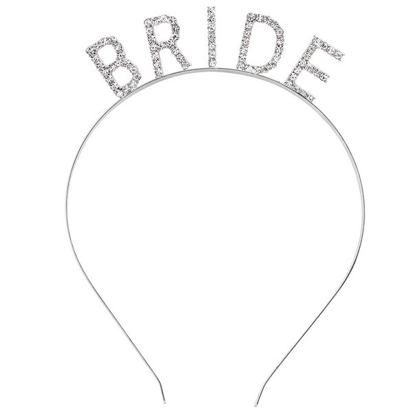 KICOSY Bride Headband for Wedding, Bridal Shower, Bachelorette Party, Bridal Tiara, Rhinestone & Silver, Women's Headpiece Hair Accessories, One Size, 1 Count