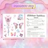 Konsait 12 Sheets Glitter Butterfly Temporary Tattoos, Oceans Mermaid Kids Butterfly Face Tattoo for Women Girls Eye Sticker Makeup Tattoo Butterfly Party Favors