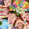 48 PCS 100 Days of school 24PCS 100 Days Temporary Temporary Tattoos Sticker 24PCS Slap Bracelets Perfect for Themed Birthday Party Favors Baby Showers or Classroom Rewards Ideal Decor and Gifts