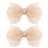 5.5-Inch Organza Double Hair Bows Alligator Clips Hair Accessories for Girls Toddler Kids Children Teens -Champagne Gold